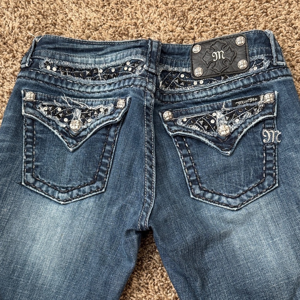 Miss Me Dark Blue Embellished Boot Cut Jeans Size 28 inseam 29